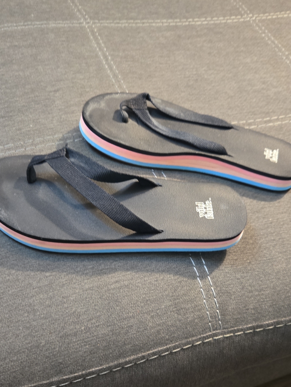 wild fable Black Flip Flops with Pink & Blue Stripe Sole